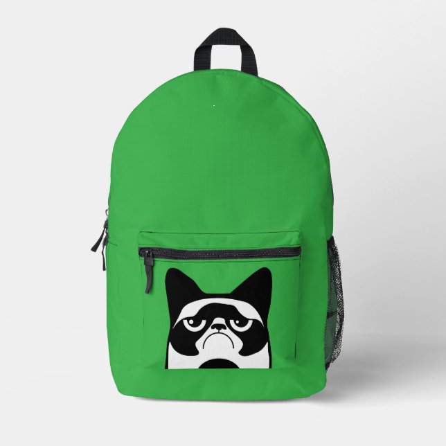Funny Angry Cat Printed Backpack (Front)