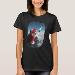 Funny Angry Chicken on a Plane Wing Duck Meme T-Shirt