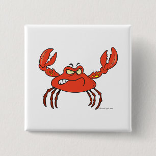 funny angry crabby red crab 15 cm square badge