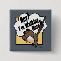 FUNNY ANGRY DISGRUNTLED BIRD SQUARE BUTTON