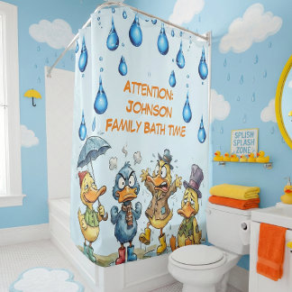 Funny Angry Ducks Custom Family  Shower Curtain