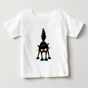 Funny Angry & Fierce Black Cat Cartoon Baby T-Shirt