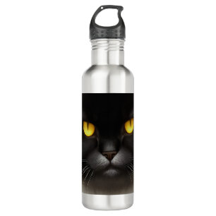 Funny Angry Fluffy Black Persian Kitty Cat Face 710 Ml Water Bottle