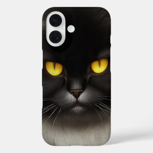 Funny Angry Fluffy Black Persian Kitty Cat Face iPhone 16 Case