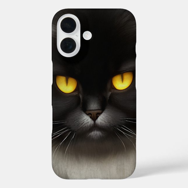 Funny Angry Fluffy Black Persian Kitty Cat Face Case-Mate iPhone Case (Back)