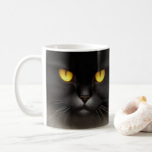Funny Angry Fluffy Black Persian Kitty Cat Face Coffee Mug