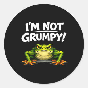 Funny Angry Frog Grumpy Meme for Men Women Boy Kid Classic Round Sticker