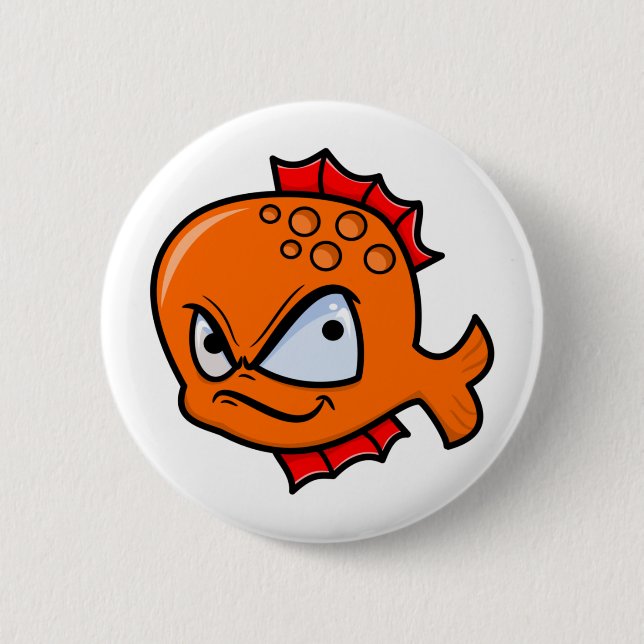 Funny Angry Goldfish 6 Cm Round Badge (Front)