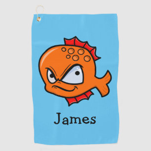 Funny Angry Goldfish Golf Towel