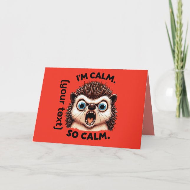 Funny Angry Hedgehog Customizable Holiday Card (Front)