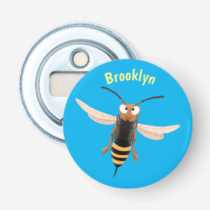 Funny angry hornet wasp cartoon illustration bottle opener