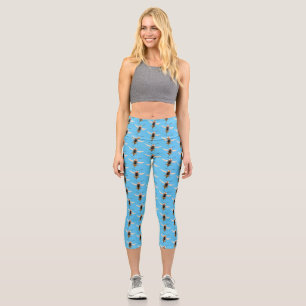 Funny angry hornet wasp cartoon illustration capri leggings
