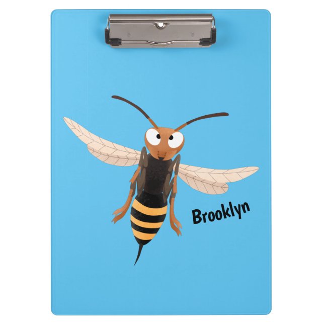 Funny angry hornet wasp cartoon illustration clipboard (Front)