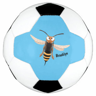 Funny angry hornet wasp cartoon illustration football