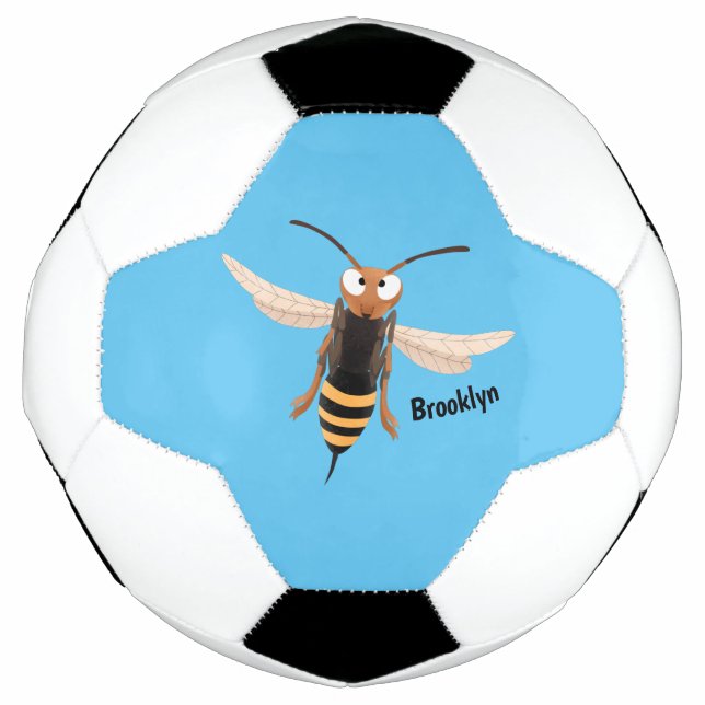 Funny angry hornet wasp cartoon illustration football (Front)