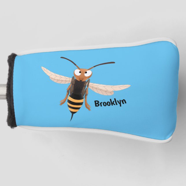 Funny angry hornet wasp cartoon illustration golf head cover (Front)