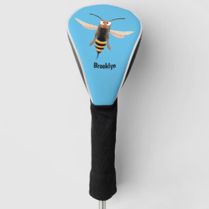 Funny angry hornet wasp cartoon illustration  golf head cover