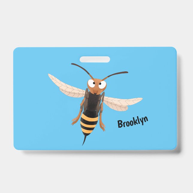 Funny angry hornet wasp cartoon illustration  ID badge (Front)