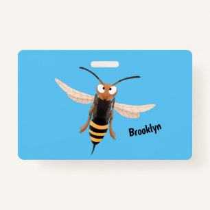 Funny angry hornet wasp cartoon illustration  ID badge