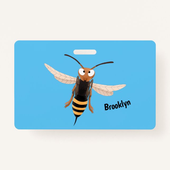Funny angry hornet wasp cartoon illustration  ID badge (Front)