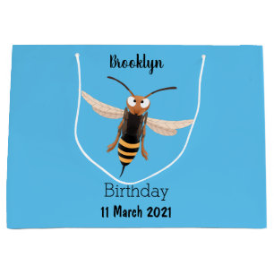 Funny angry hornet wasp cartoon illustration large gift bag