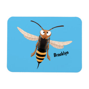 Funny angry hornet wasp cartoon illustration magnet