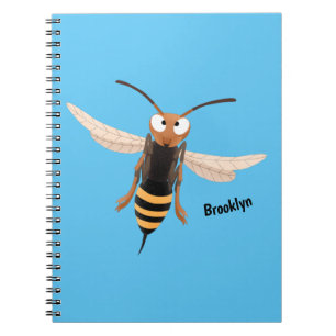Funny angry hornet wasp cartoon illustration notebook