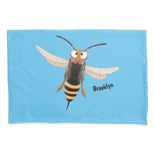 Funny angry hornet wasp cartoon illustration pillowcase