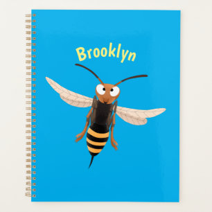 Funny angry hornet wasp cartoon illustration  planner