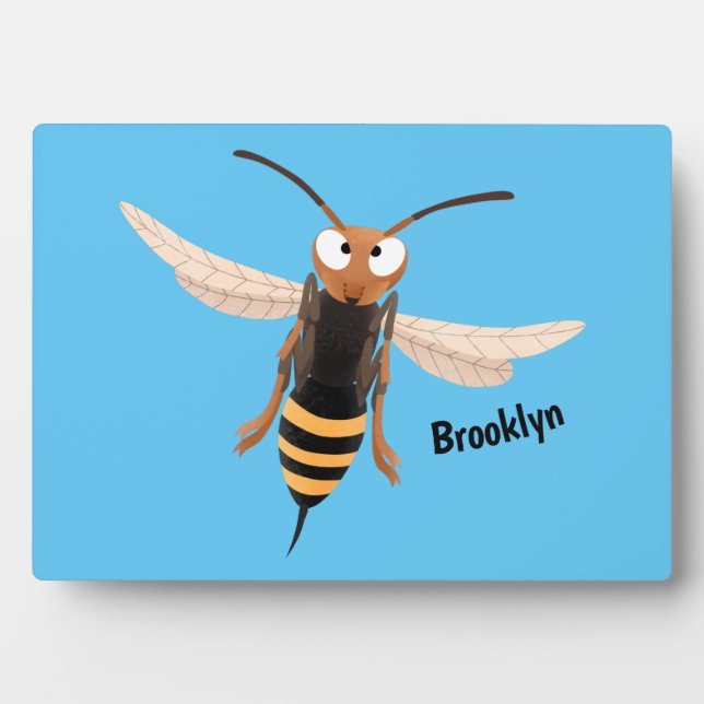 Funny angry hornet wasp cartoon illustration  plaque (Front)