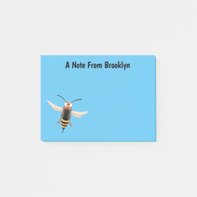 Funny angry hornet wasp cartoon illustration post-it notes (Front)