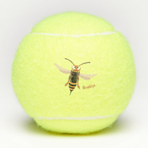Funny angry hornet wasp cartoon illustration tennis balls