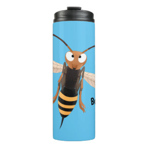 Funny angry hornet wasp cartoon illustration thermal tumbler