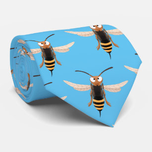 Funny angry hornet wasp cartoon illustration tie