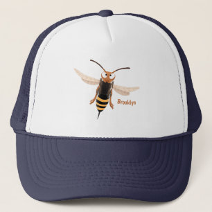 Funny angry hornet wasp cartoon illustration trucker hat