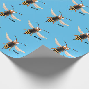 Funny angry hornet wasp cartoon illustration wrapping paper