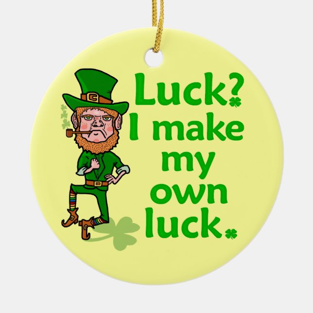 Funny Angry Lucky Irish Leprechaun Ceramic Tree Decoration (Front)