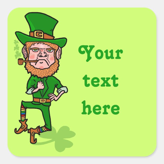 Funny Angry Lucky Irish Leprechaun Square Sticker (Front)