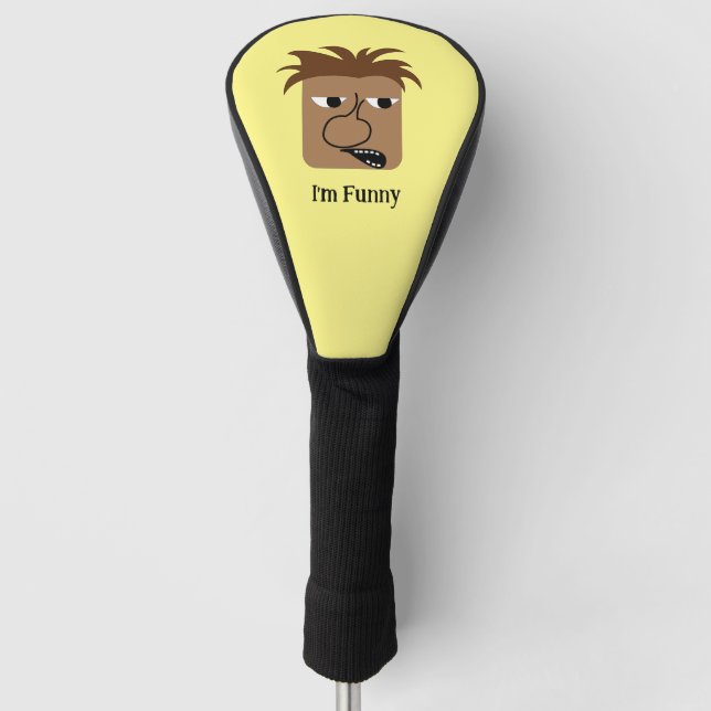 Funny Angry Man Face Funny Cartoon Golf Head Cover (Front)