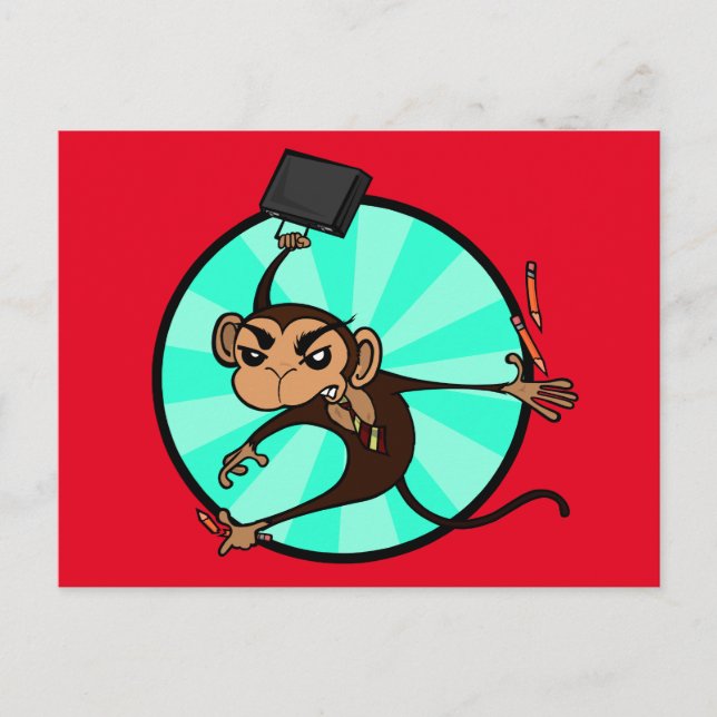 FUNNY ANGRY MONKEY GRAPHIC HORIZONTAL POSTCARD (Front)