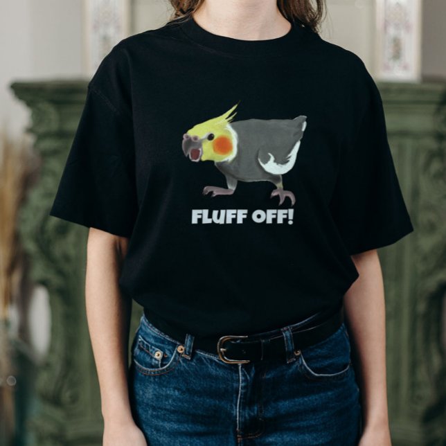 Funny Angry Normal Grey Cockatiel Fluff Off T-Shirt (Creator Uploaded)