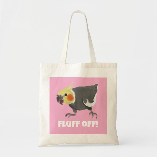 Funny Angry Normal Grey Cockatiel Fluff Off Tote Bag (Front)