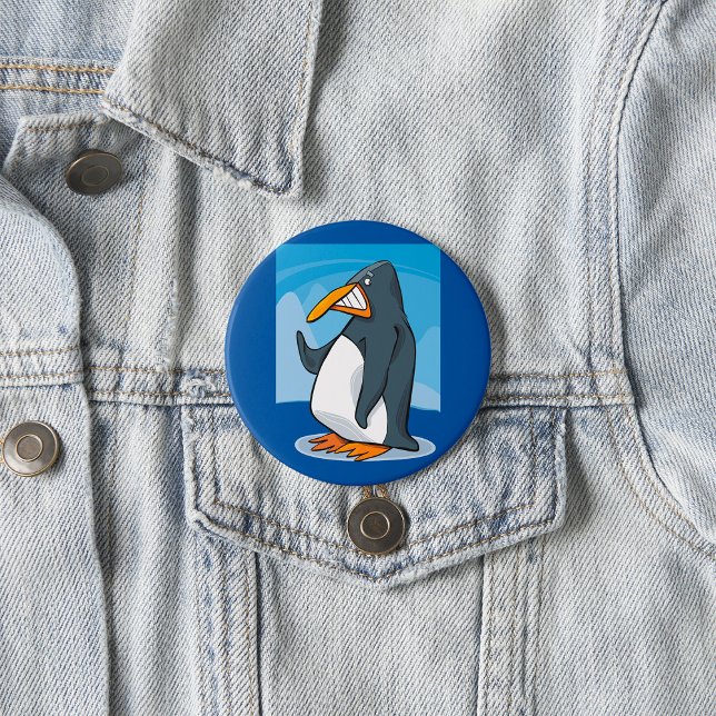 Funny Angry Penguin Cartoon Cool Waving  7.5 Cm Round Badge (Creator Uploaded)