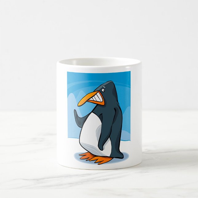 Funny Angry Penguin Cartoon Cool Waving  Coffee Mug (Creator Uploaded)
