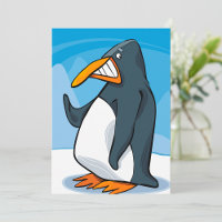 Funny Angry Penguin Cartoon Cool Waving