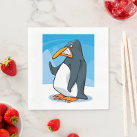 Funny Angry Penguin Cartoon Cool Waving