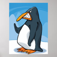 Funny Angry Penguin Cartoon Cool Waving