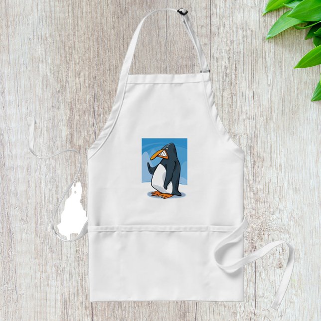 Funny Angry Penguin Cartoon Cool Waving  Standard Apron (Creator Uploaded)