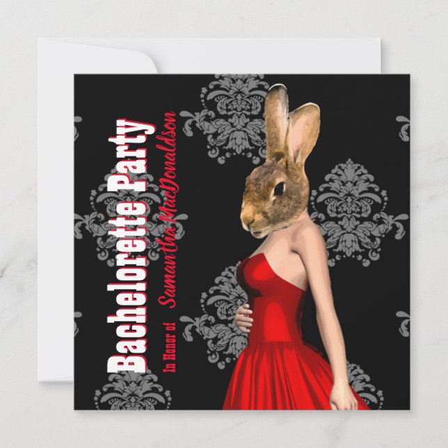 Funny animal bachelorette party invitation (Front)