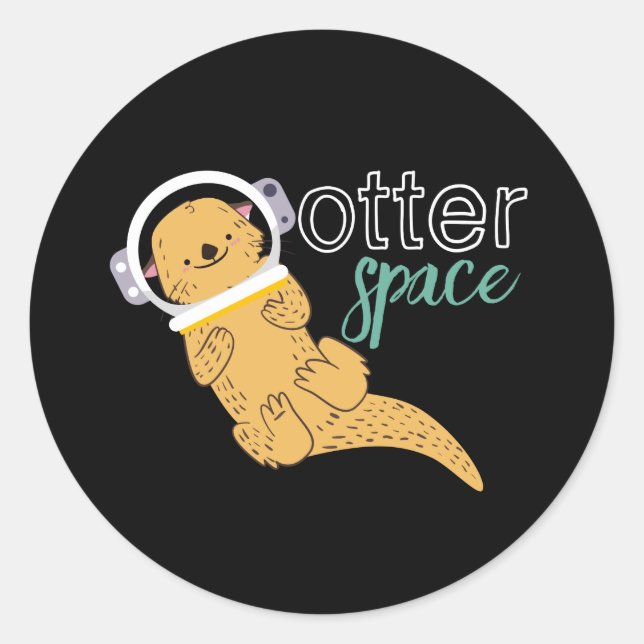 Funny Animal Cartoon Humour Otter Space Classic Round Sticker (Front)